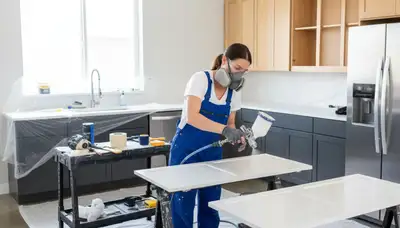 Professional cabinet painting in Orlando FL kitchen with smooth durable finishes by expert painters