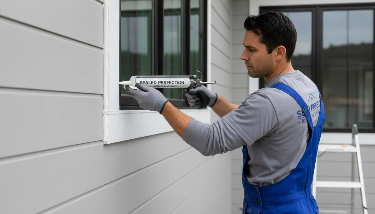 Professional caulking and sealing on Orlando FL home exterior for moisture protection and durable paint finish