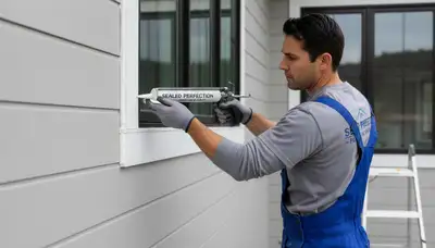 Professional caulking and sealing on Orlando FL home exterior for moisture protection and durable paint finish