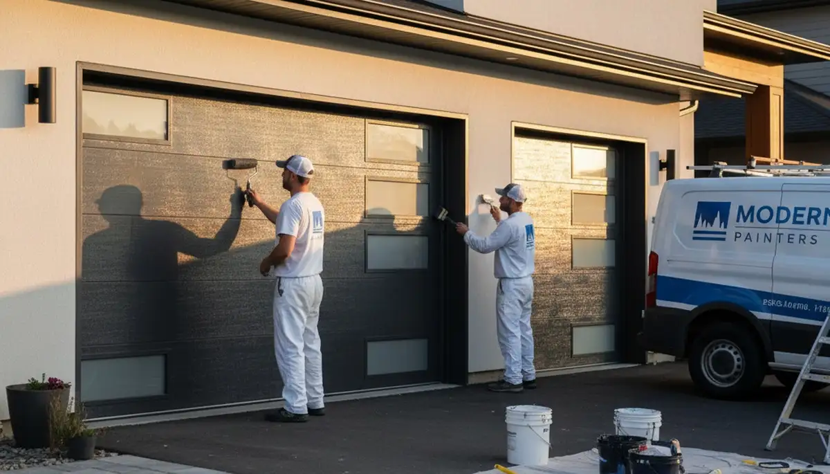 Professional garage door painting for homes in Orlando, FL enhancing curb appeal and weather resistance