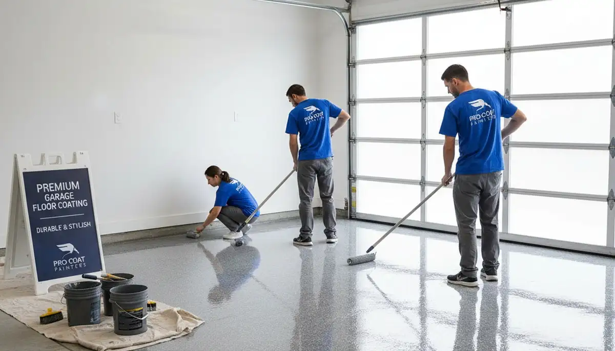 Professional garage floor epoxy coating service in Orlando FL protecting concrete from stains and moisture
