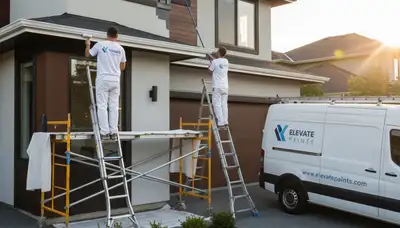 Professional gutter painting on Orlando, FL home exterior by licensed house painters