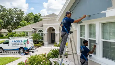 Professional house painters working on residential exterior in Orlando, FL