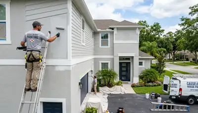 Professional house painters finishing exterior home painting in Orlando, FL