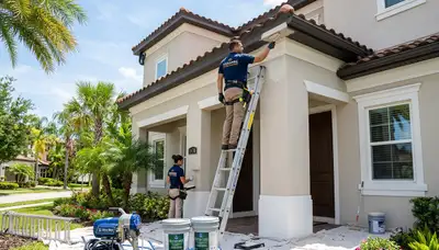 Professional house painters working on exterior home repaint in Orlando, FL