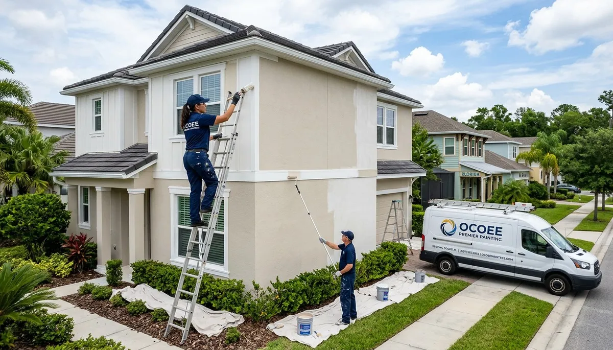 Professional house painters working on residential exterior in Orlando, FL