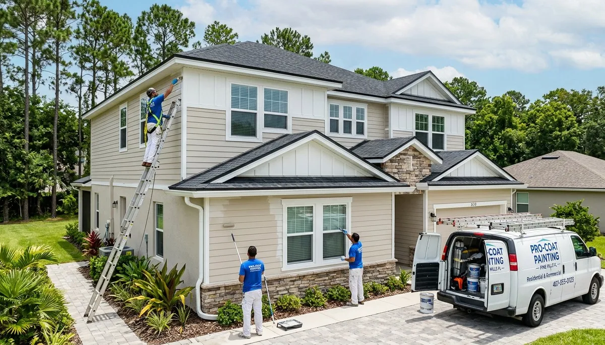 Professional house painters working on exterior home painting in Orlando, FL