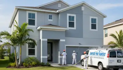 Professional house painters in Orlando, FL applying exterior paint on a home exterior