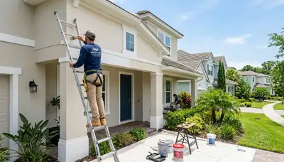 Professional house painters working on residential exterior in Orlando FL