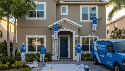 Professional house painters working on residential exterior in Orlando, FL