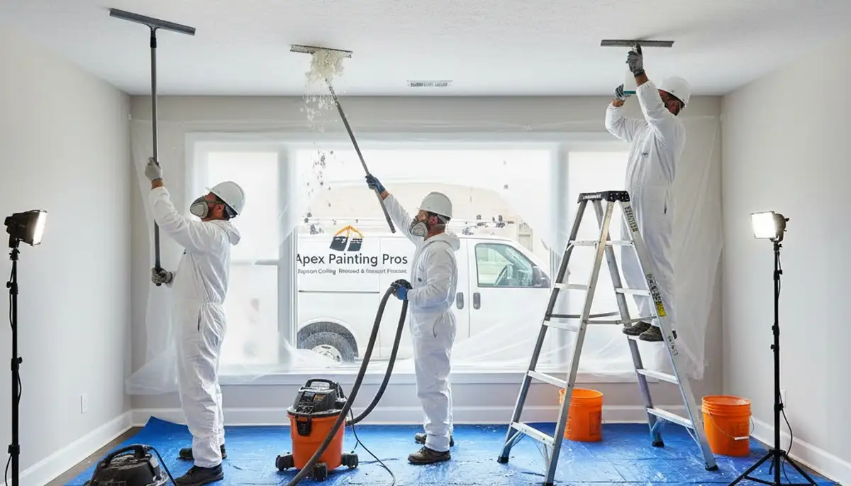 Popcorn ceiling removal and refinishing by professional painters in Orlando, FL home interior