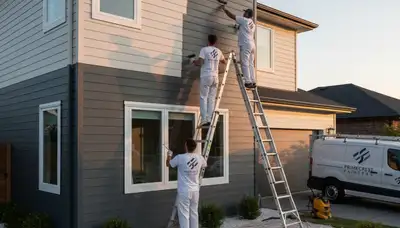 Professional siding painting on residential home exterior in Orlando, FL by expert house painters