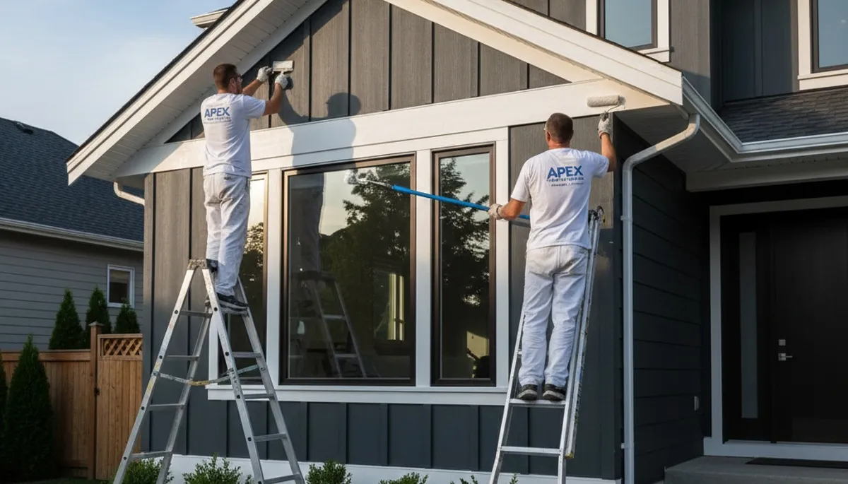 Professional trim and fascia painting on an Orlando, FL home exterior by expert house painters