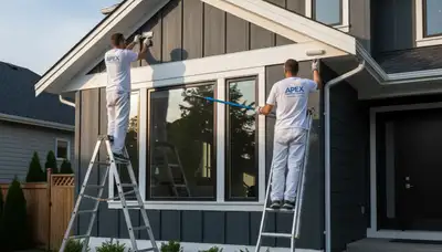 Professional trim and fascia painting on an Orlando, FL home exterior by expert house painters