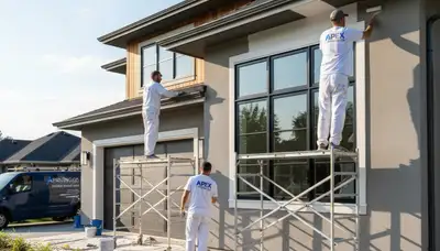 Professional trim and fascia painting on Orlando, FL home exterior by expert house painters
