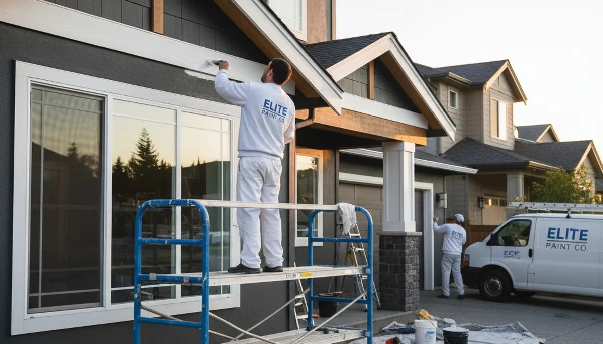 Professional trim and fascia painting on Orlando FL home exterior by expert house painters