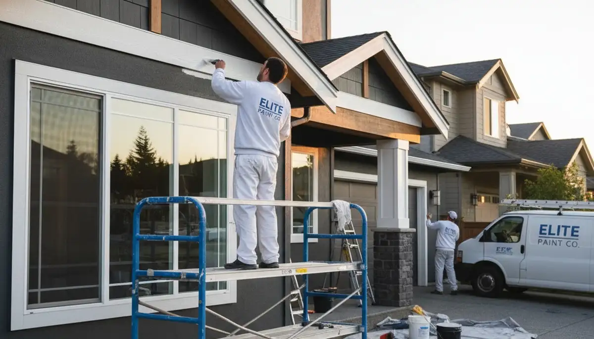 Professional trim and fascia painting on Orlando FL home exterior by expert house painters