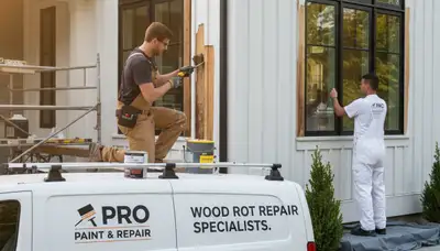 Professional wood rot repair on home exterior by house painters in Orlando, FL