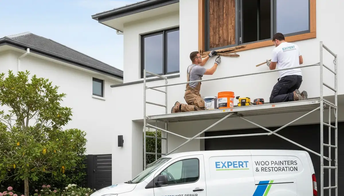 Professional wood rot repair on home exterior by expert painters in Orlando, FL